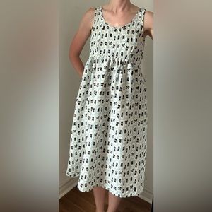 Ilana Kohn linen and silk blue patterned midi dress